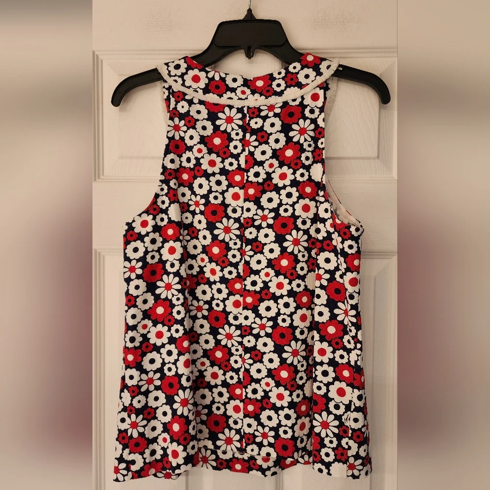 TRINA TURK The Borneo Vnevk Floral Top In Red/Wht/Blue Size 8 - Picture 5 of 13